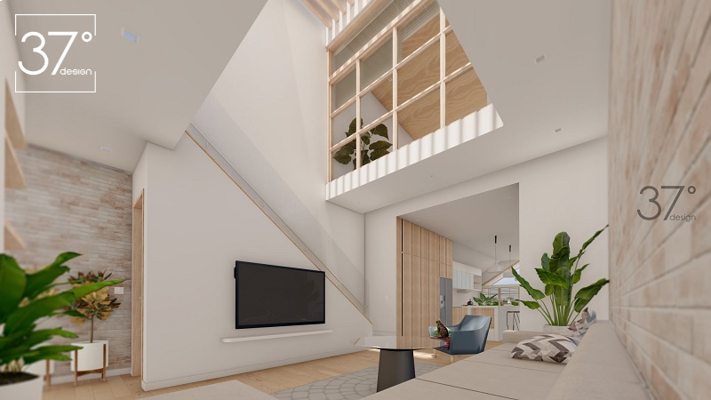thiết kế căn hộ chung cư 50m2 2 phòng ngủ