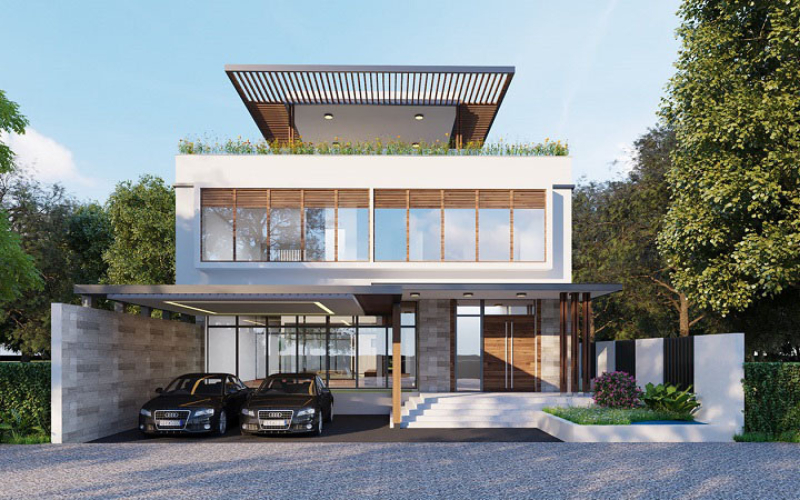 thiết kế biệt thự 2 tầng